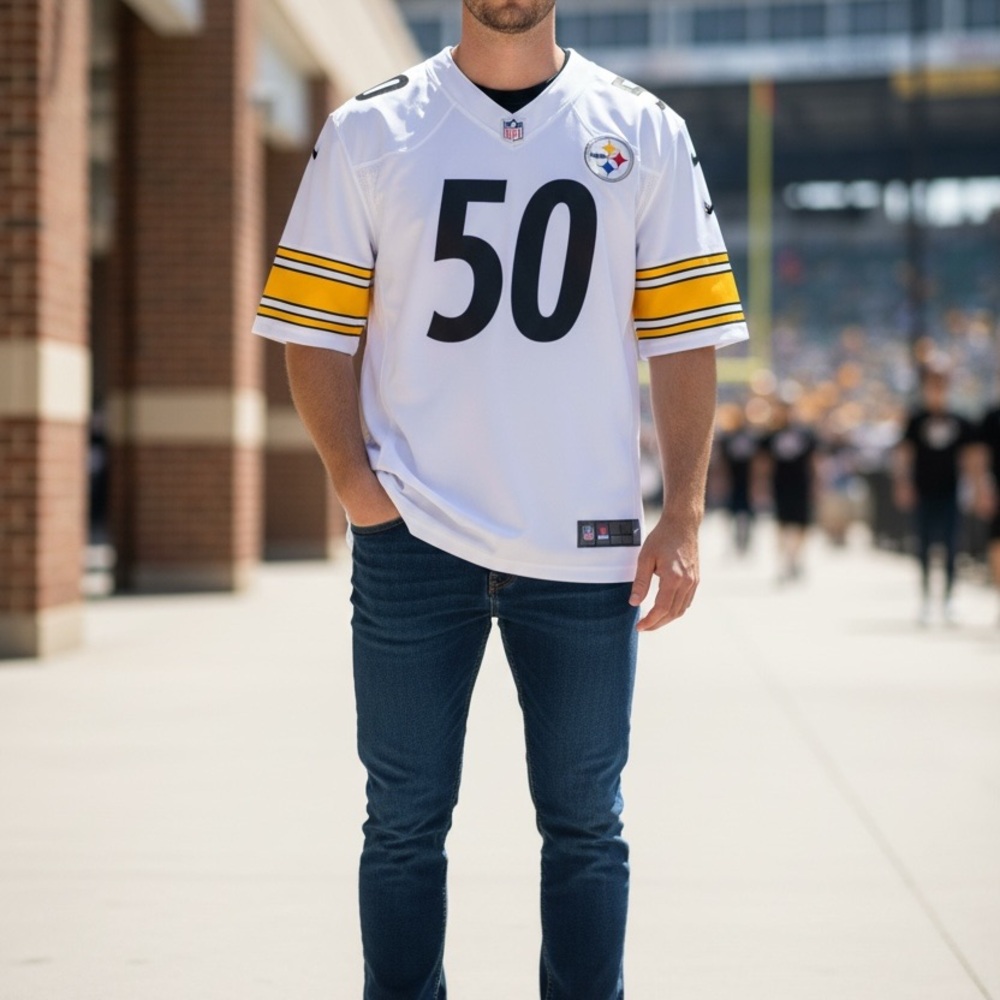 Nike Steelers #50 Shazier NFL On Field Jersey 48 White